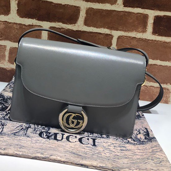 Gucci Lille Skuldertaske I Læder Grå 589474