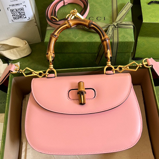 Gucci Lille Tophåndtagstaske Med Bambus Pink 675797