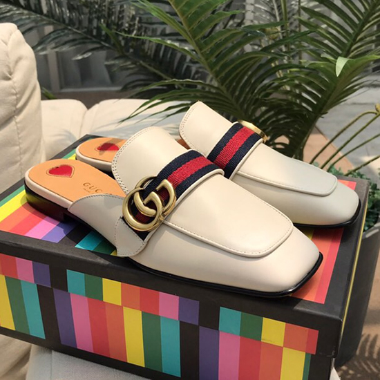 Gucci Læder Hjemmesko Hvid 423694