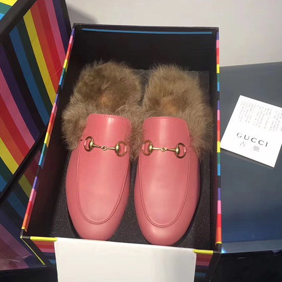 Gucci Princetown Læder Hjemmesko Pink 397749