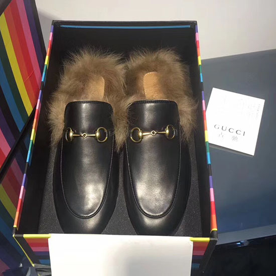 Gucci Princetown Læder Hjemmesko Sort 397749