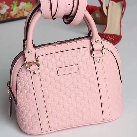 Gucci Signatur Læder Taske Med Tophåndtag Pink 449654