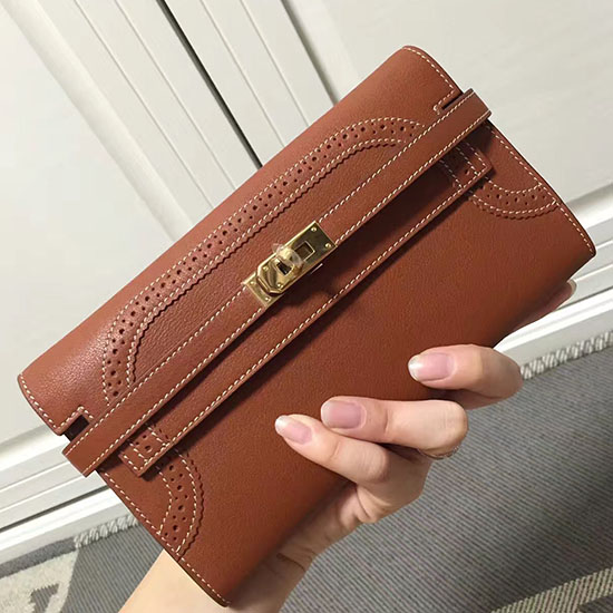 Hermes Kelly Clutch Taske I Sort Swift Læder Hk1210