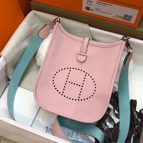 Hermes Togo Læder Mini Evelyne Taske Pink H05634