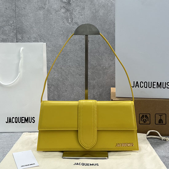 Jacquemus Le Bambino Lang Skuldertaske I Kalveskind Gul Jb2036