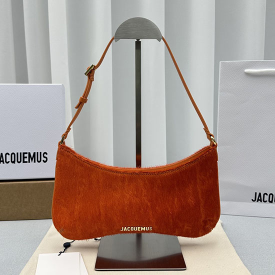 Jacquemus Le Bisou Skuldertaske I Hestehår Rød J2089