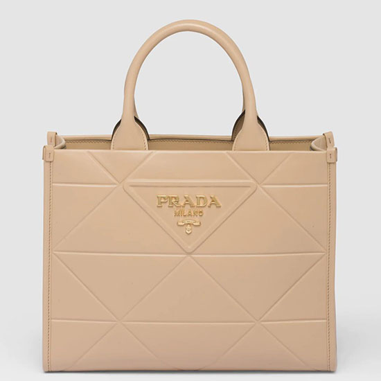 Lille Læder Prada Symbole Taske Beige 1ba379