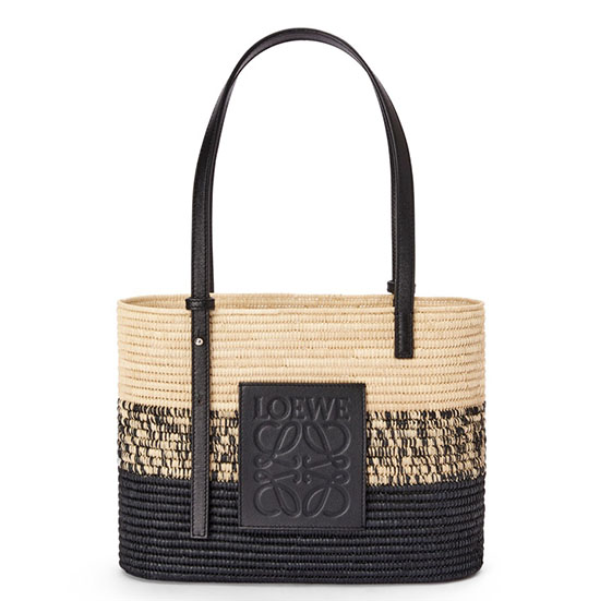 Loewe Lille Raffia Kurv Taske Sort L10112