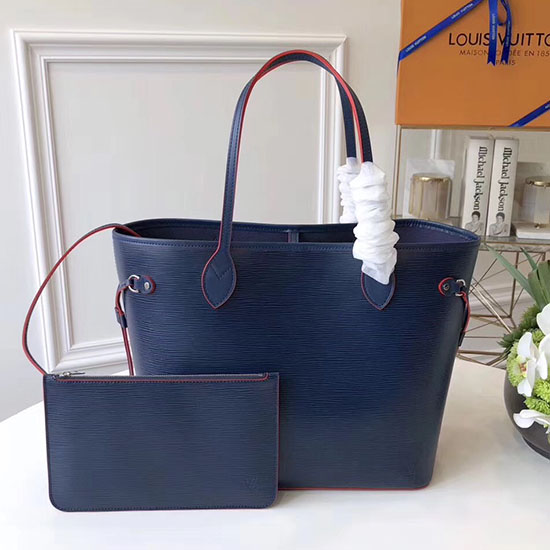 Louis Vuitton Epi Læder Neverfull Mm Indigo M54185