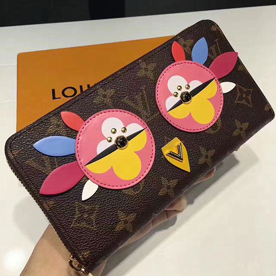 Louis Vuitton Monogram Lærred Dejlig Fugl Lynlås Pung Pink M62413