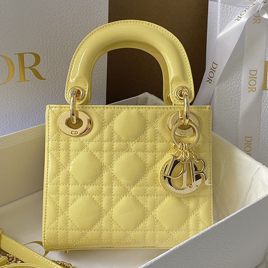 Mini Lady Dior Taske Gul D5310