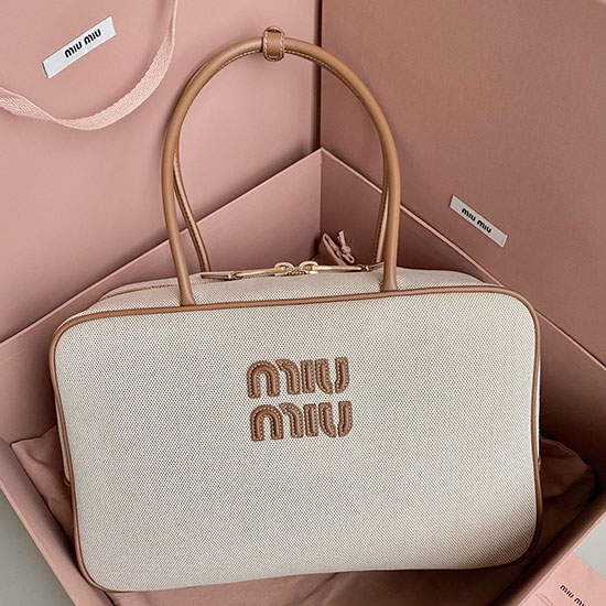 Miu Miu Canvas Taske Med Tophåndtag 5bb117