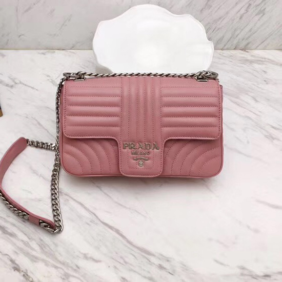 Prada Diagramme Læder Skuldertaske Pink 1bd108