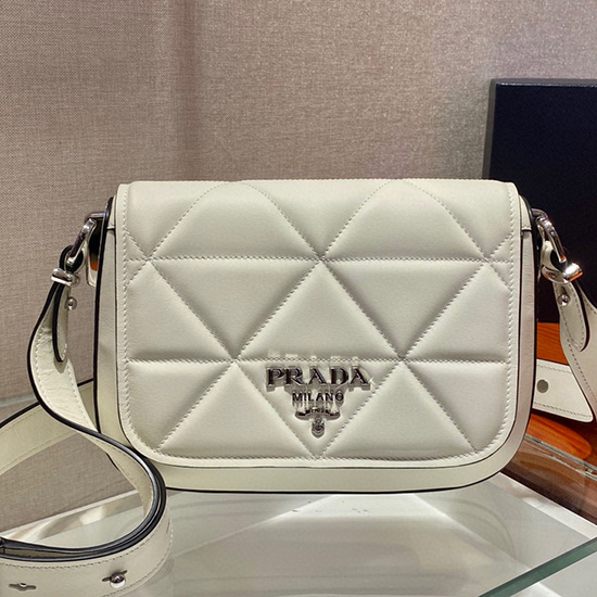 Prada Læder Skuldertaske Hvid 1bd283