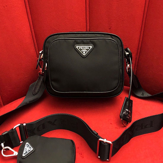 Prada Nylon Skuldertaske Sort 1bh153