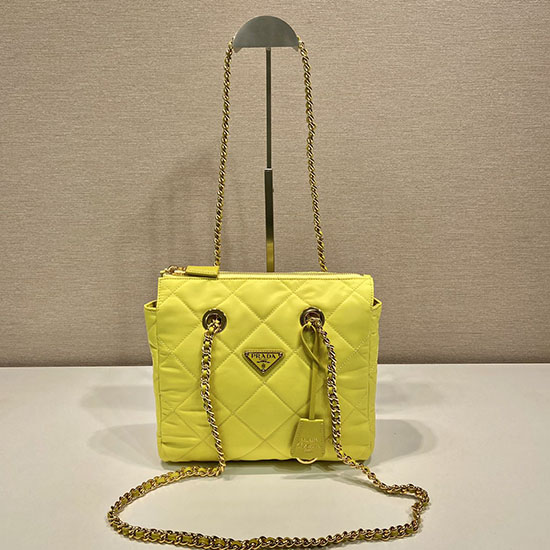 Prada Quiltet Nylon Håndtaske Gul 1bg468