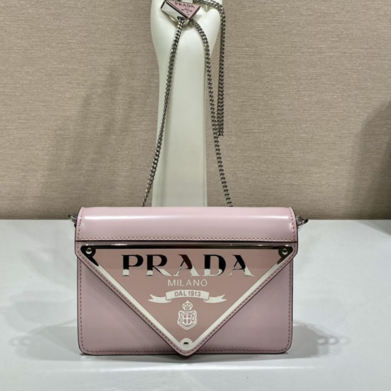 Prada Skuldertaske I Børstet Læder Pink 1bh189