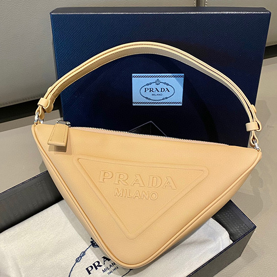 Prada Trekantet Lædertaske Beige 1nq043