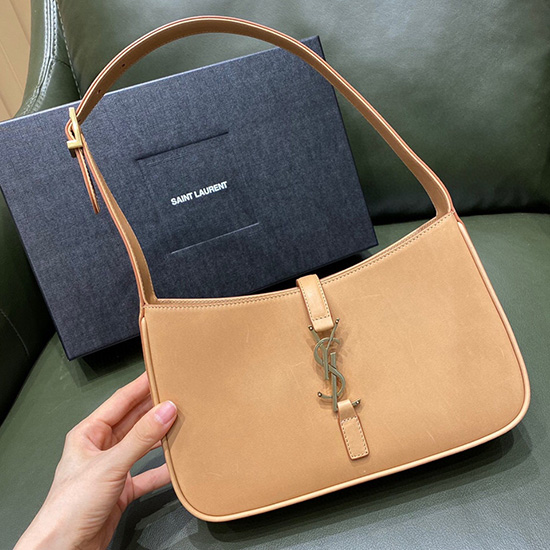 Saint Laurent Monogram Glat Læder Hobo Taske Camel 657228