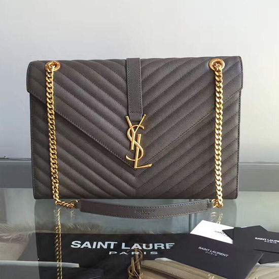 Saint Laurent-monogram Skuldertaske Med Stor Kornet Kæde Grå Y230310