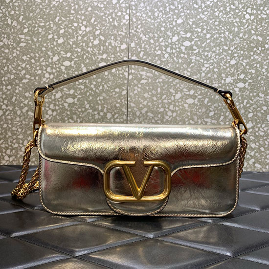 Valentino Loco Skuldertaske I Kalveskind Guld V6031