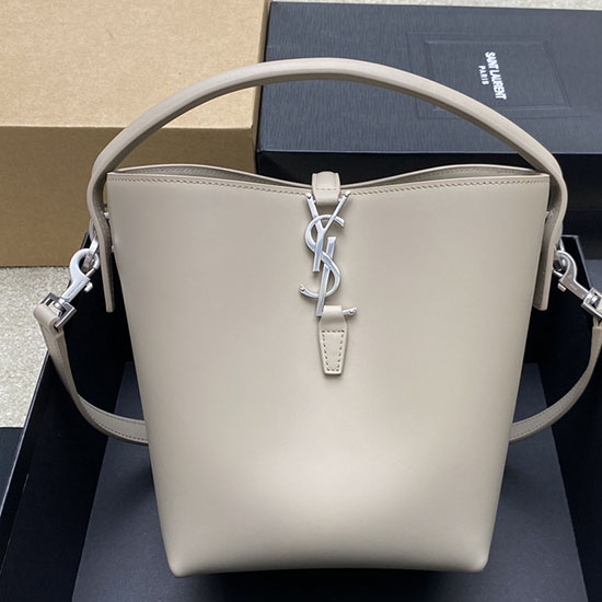 Ysl Lille Le 37 Bøttetaske I Læder Lys Beige 749036