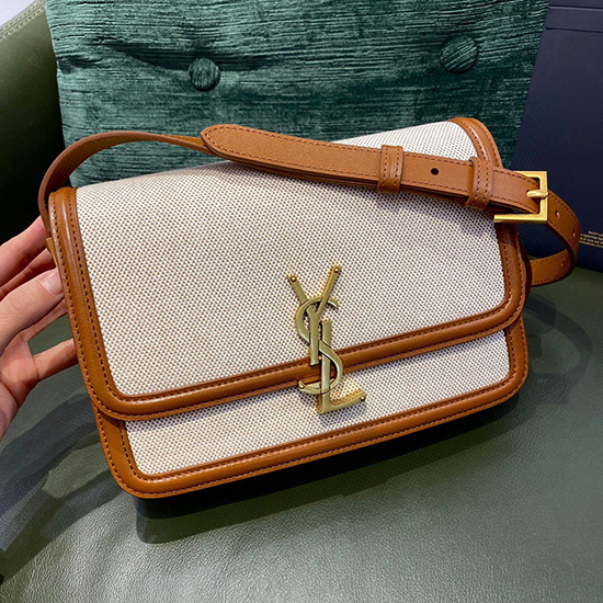 Ysl Solferino Lærred Medium Taske Gul 634305