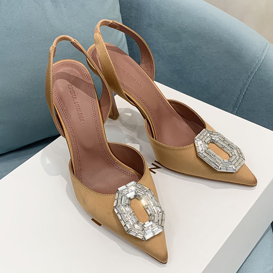 Amina Muaddi Satin Camelia Slingback-Pumps AM10