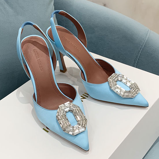 Amina Muaddi Satin Camelia Slingback-Pumps Am02