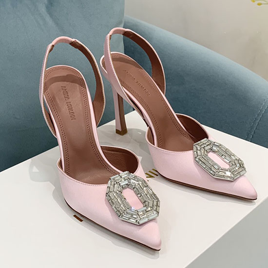 Amina Muaddi Satin Camelia Slingback-Pumps Am06