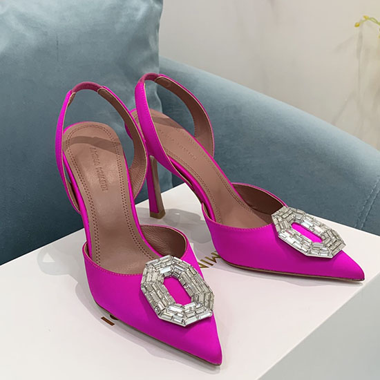 Amina Muaddi Satin Camelia Slingback-pumps Am14