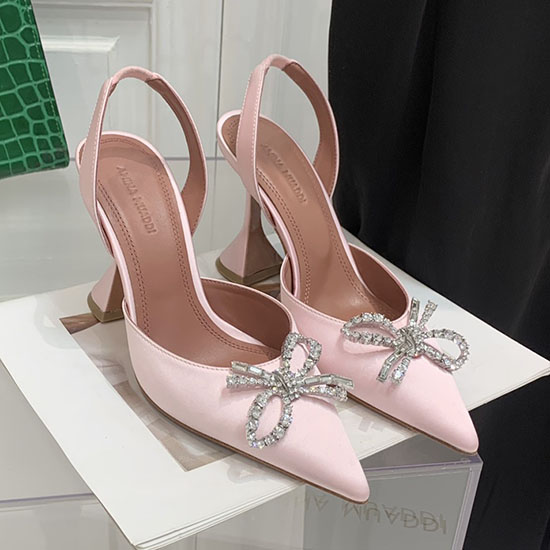 Amina Muaddi Satin Rosie Slingback-Pumps AR06