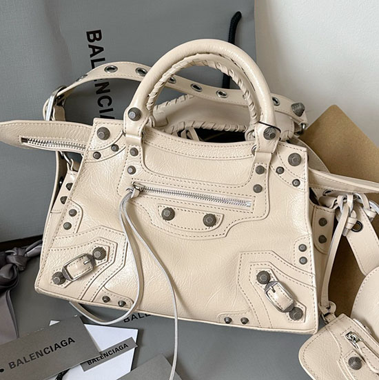 Balenciaga Leder Neo Classic City XS Einkaufstasche Beige B700940