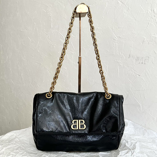 Balenciaga Monaco Kleine Kettentasche Schwarz Mit Gold B765966