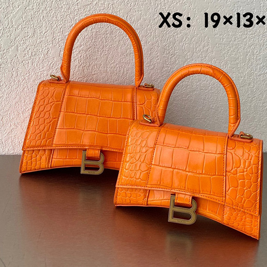 Balenciaga Sanduhr-Tasche Aus Leder Mit Krokodileffekt Und Henkel Oben B59354B4