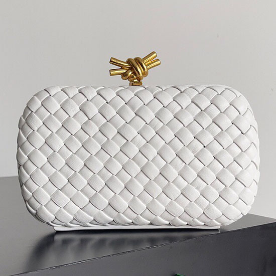 Bottega Veneta Klassische Knoten-Clutch Weiß B717622