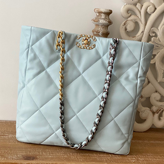 Chanel 19 Einkaufstasche Blau AS3519