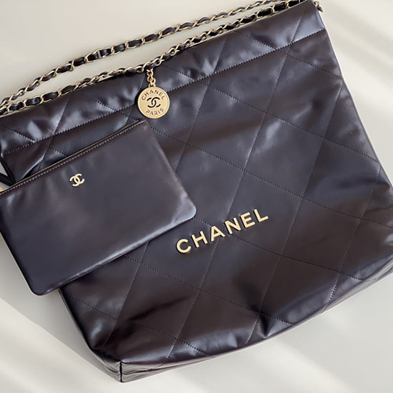 Chanel 22 Handtasche Aus Glänzendem Kalbsleder Burgunderrot AS3261