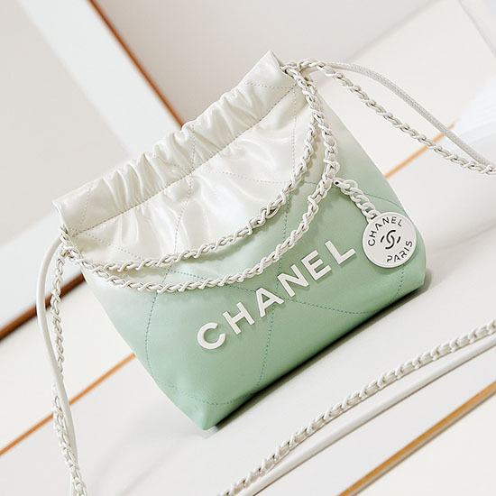 Chanel 22 Mini-Handtasche AS3980 Grün Und Weiß