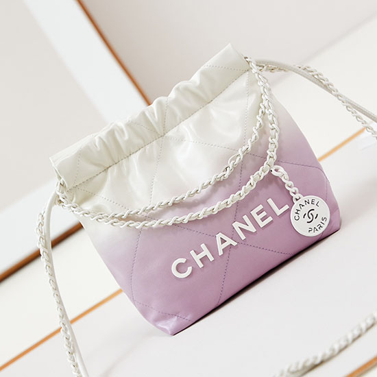 Chanel 22 Mini-Handtasche AS3980 Lila Und Weiß