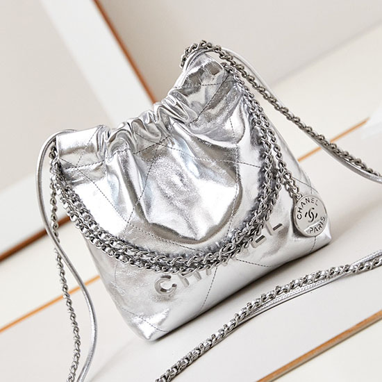 Chanel 22 Mini-Handtasche AS3980 Metallic-Splitter