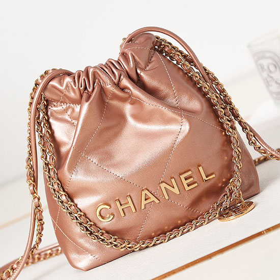 Chanel 22 Mini-Handtasche Braun AS3980