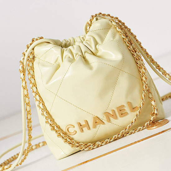 Chanel 22 Mini-Handtasche Gelb AS3980