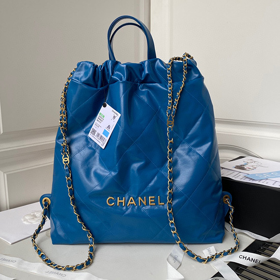 Chanel-Einkaufstasche Aus Kalbsleder Blau AS3133