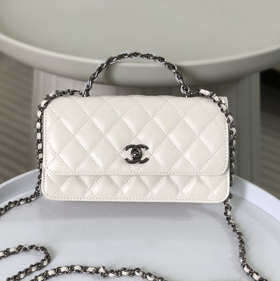 Chanel-Geldbörse Mit Kette Weiß AS96029