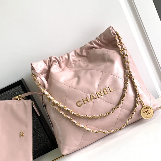 Chanel Glänzende Kalbsleder Kleine Handtasche Rosa AS3260