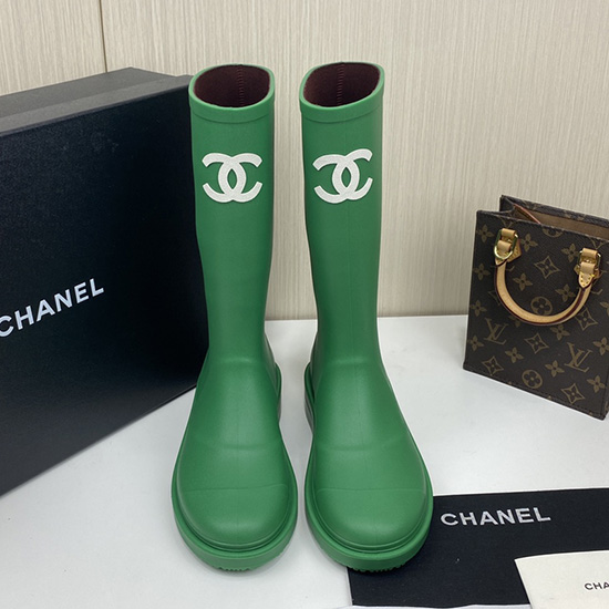 Chanel Gummistiefel Grün Cs02171