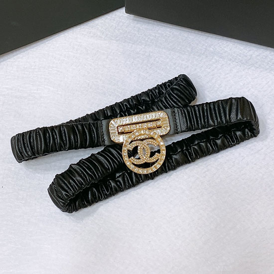 Chanel-Gürtel Schwarz Mit Gold Aa8931