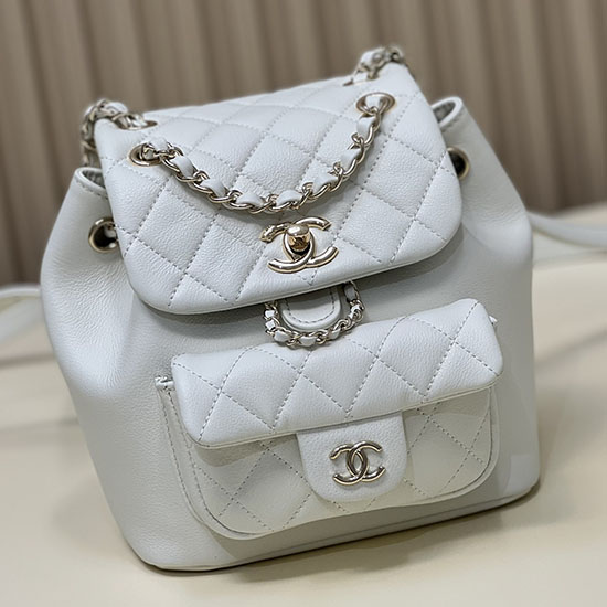 Chanel Kalbsleder Duma Rucksack Weiß AS3687