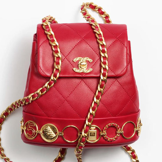 Chanel Kalbsleder Kleiner Rucksack Rot AS4275